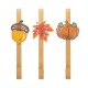 Glitzhome 14"H Set of 3 Fall Metal Glitter Acorn, Leaf & Pumpkin Wreath Hanger