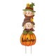 Glitzhome 46"H Fall Metal Stacked Scarecrow and Pumpkin Yard Stake