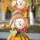 Glitzhome 46"H Fall Metal Stacked Scarecrow and Pumpkin Yard Stake