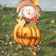 Glitzhome 46"H Fall Metal Stacked Scarecrow and Pumpkin Yard Stake