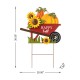 Glitzhome 30"H Fall Metal Wheel Barrow Pumpkin Yard Stake