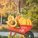 Glitzhome 30"H Fall Metal Wheel Barrow Pumpkin Yard Stake