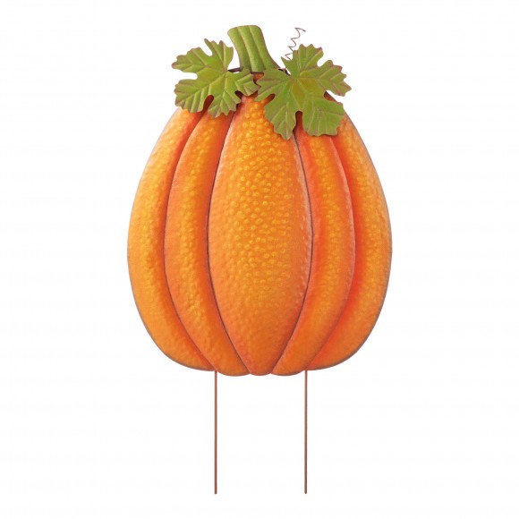 Glitzhome 37.75"H Fall Metal Embossed Glitter Pumpkin Yard Stake