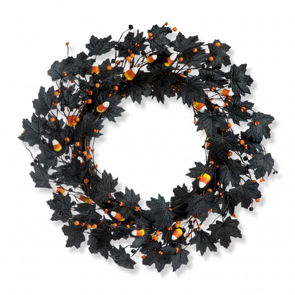 Glitzhome 24"D Halloween Candy Corn Berries Wreath