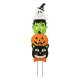 Glitzhome 42.5"H Halloween Metal Stacked Ghost, Frankenstein, Black Cat & Pumpkin Yard Stake or Hanging Decor (Two function)