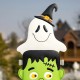 Glitzhome 42.5"H Halloween Metal Stacked Ghost, Frankenstein, Black Cat & Pumpkin Yard Stake or Hanging Decor (Two function)