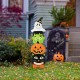 Glitzhome 42.5"H Halloween Metal Stacked Ghost, Frankenstein, Black Cat & Pumpkin Yard Stake or Hanging Decor (Two function)