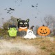 Glitzhome 42.5"H Halloween Metal Stacked Ghost, Frankenstein, Black Cat & Pumpkin Yard Stake or Hanging Decor (Two function)