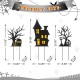 Glitzhome 24"H Set of 3 Halloween Metal Silhouette Haunted House and Ghost Tree Yard Stake or Hanging Decor (Two function)