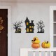 Glitzhome 24"H Set of 3 Halloween Metal Silhouette Haunted House and Ghost Tree Yard Stake or Hanging Decor (Two function)