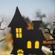 Glitzhome 24"H Set of 3 Halloween Metal Silhouette Haunted House and Ghost Tree Yard Stake or Hanging Decor (Two function)