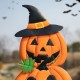 Glitzhome 39.75"H Set of 3 Halloween Lighted Metal Stacked Jack-O-Lantern Yard Stake or Hanging Decor (Two function)