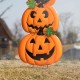 Glitzhome 39.75"H Set of 3 Halloween Lighted Metal Stacked Jack-O-Lantern Yard Stake or Hanging Decor (Two function)