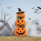 Glitzhome 39.75"H Set of 3 Halloween Lighted Metal Stacked Jack-O-Lantern Yard Stake or Hanging Decor (Two function)