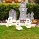 Glitzhome 15"H Set of 3 Halloween Wooden Ghost Yard Stake