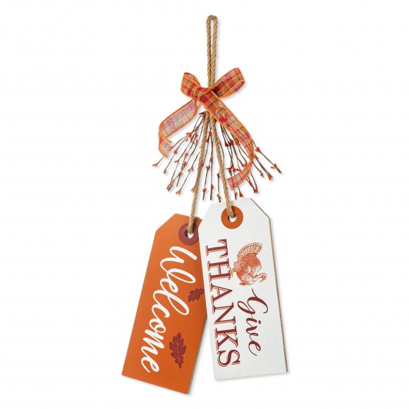 Glitzhome 24"H Thanksgiving Wooden "Give Thanks" Door Hanger