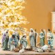 Glitzhome 12pcs Deluxe Blue Resin Nativity Figurine Set