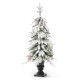 Glitzhome 4FT Pre-Lit Flocked Fir Artificial Christmas Porch Tree with 100 Warm White Lights and Red Berries