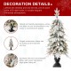 Glitzhome 4FT Pre-Lit Flocked Fir Artificial Christmas Porch Tree with 100 Warm White Lights and Red Berries