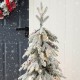 Glitzhome 4FT Pre-Lit Flocked Fir Artificial Christmas Porch Tree with 100 Warm White Lights and Red Berries