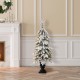 Glitzhome 4FT Pre-Lit Flocked Fir Artificial Christmas Porch Tree with 100 Warm White Lights and Red Berries