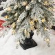 Glitzhome 5FT Pre-Lit Flocked Fir Artificial Christmas Porch Tree with 150 Warm White Lights and Red Berries