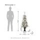 Glitzhome 5FT Pre-Lit Flocked Fir Artificial Christmas Porch Tree with 150 Warm White Lights and Red Berries