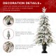 Glitzhome 2PK 5FT Pre-Lit Flocked Fir Artificial Christmas Porch Tree with 150 Warm White Lights and Red Berries