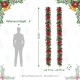 Glitzhome 2PK 9ft Pre-Lit Greenery Pine Poinsettia and Red Berries Christmas Garland, with 70 Warm White Lights and Timer