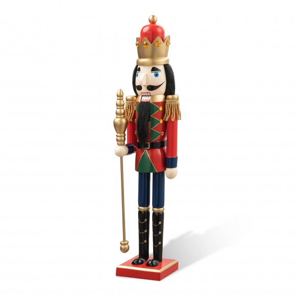 Glitzhome 24"H Wooden Christmas King Nutcracker