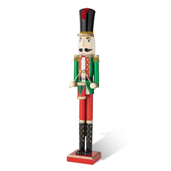 Glitzhome 54"H Wooden Christmas Glitter Soldier Nutcracker