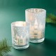 Glitzhome Set of 2 Christmas House Glass Votive/Pillar Candle Holders