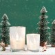 Glitzhome Set of 2 Christmas House Glass Votive/Pillar Candle Holders