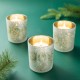 Glitzhome Set of 3 Nativity Glass Votive/Pillar Candle Holders