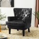 Glitzhome Mid-century Modern Black Leatherette Button-tufted Accent Arm Chair