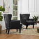 Glitzhome Mid-century Modern Black Leatherette Button-tufted Accent Arm Chair