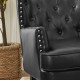 Glitzhome Mid-century Modern Black Leatherette Button-tufted Accent Arm Chair