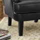 Glitzhome Mid-century Modern Black Leatherette Button-tufted Accent Arm Chair