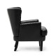 Glitzhome Mid-century Modern Black Leatherette Button-tufted Accent Arm Chair