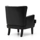 Glitzhome Mid-century Modern Black Leatherette Button-tufted Accent Arm Chair