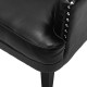 Glitzhome Mid-century Modern Black Leatherette Button-tufted Accent Arm Chair