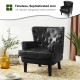 Glitzhome Mid-century Modern Black Leatherette Button-tufted Accent Arm Chair