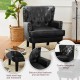 Glitzhome Mid-century Modern Black Leatherette Button-tufted Accent Arm Chair