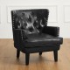 Glitzhome Mid-century Modern Black Leatherette Button-tufted Accent Arm Chair