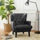 Glitzhome Mid-century Modern Black Leatherette Button-tufted Accent Arm Chair