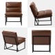 Glitzhome Modern Coffee Thick Leatherette Accent Chair