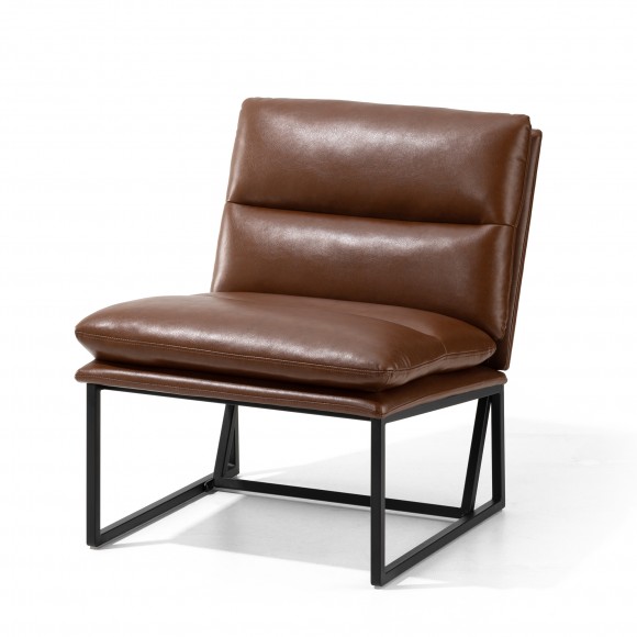 Glitzhome Modern Coffee Thick Leatherette Accent Chair