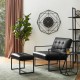 Glitzhome Modern Black Thick Leatherette Accent Stool