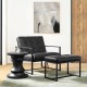 Glitzhome Modern Black Thick Leatherette Accent Stool