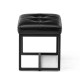 Glitzhome Modern Black Thick Leatherette Accent Stool